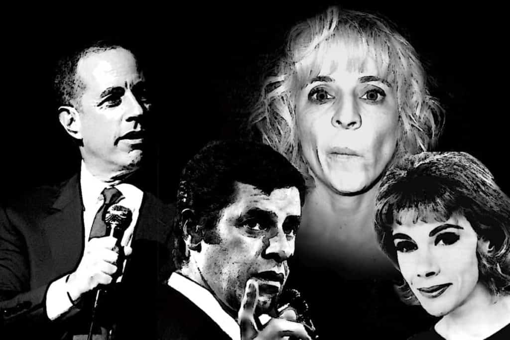 Die US-Comedians Jerry Seinfeld, Jerry Lewis, Maria Bamford und Joan Rivers